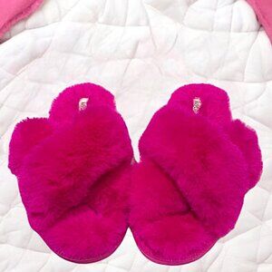 Kooba Hot Pink Faux Fur Memory Foam Slippers Size Extra Large